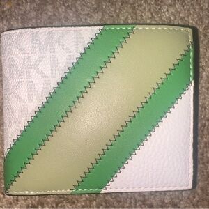 Michael Kors Green and White Men's Card Holder